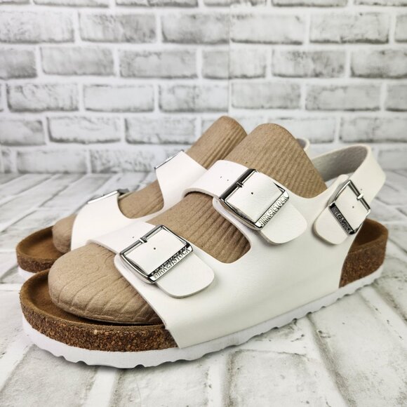 Birkenstock Milano Men\'s US 10 EU 43 White Birko-Flor 3 Adjustable Straps Sandal main image 9